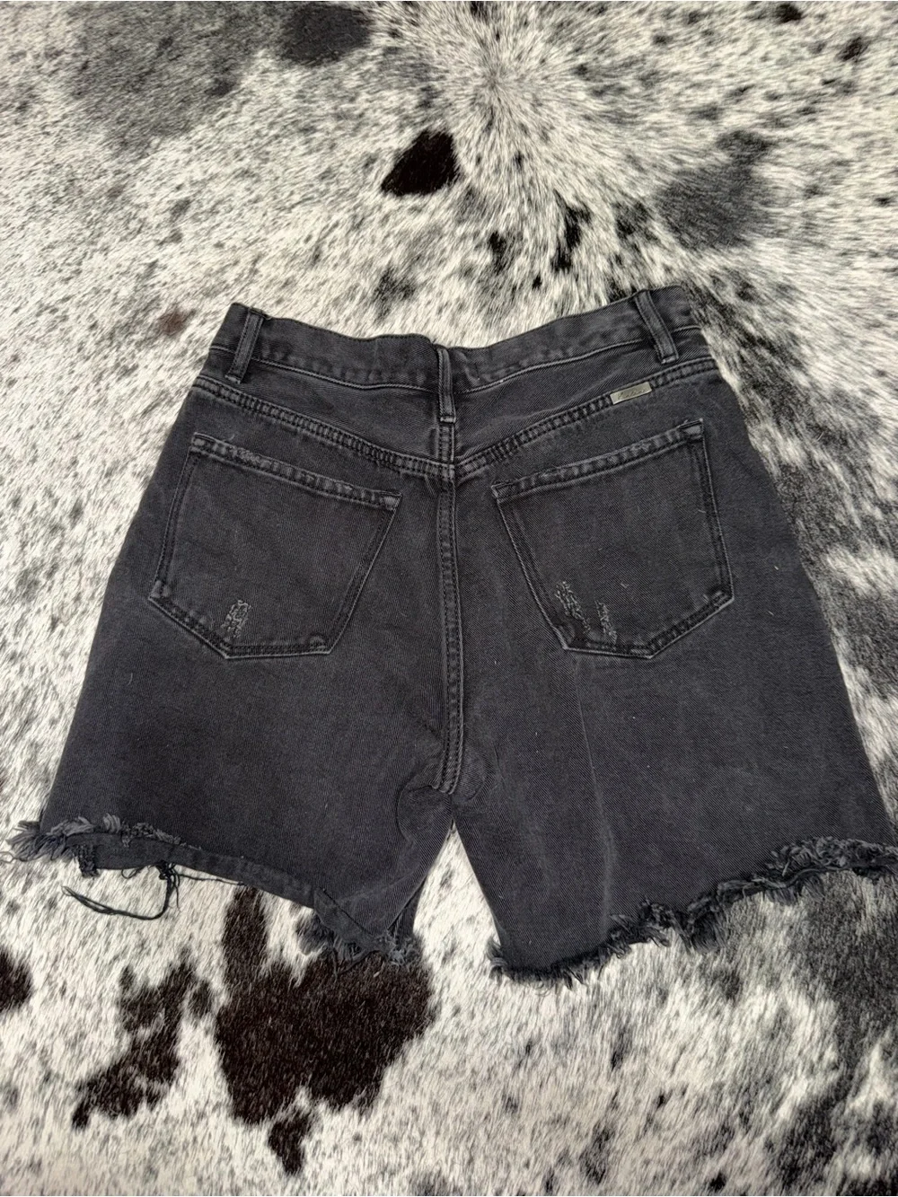 KanCan Washed Black Frayed Hem Denim Shorts